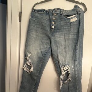 Distressed Blue Jeans